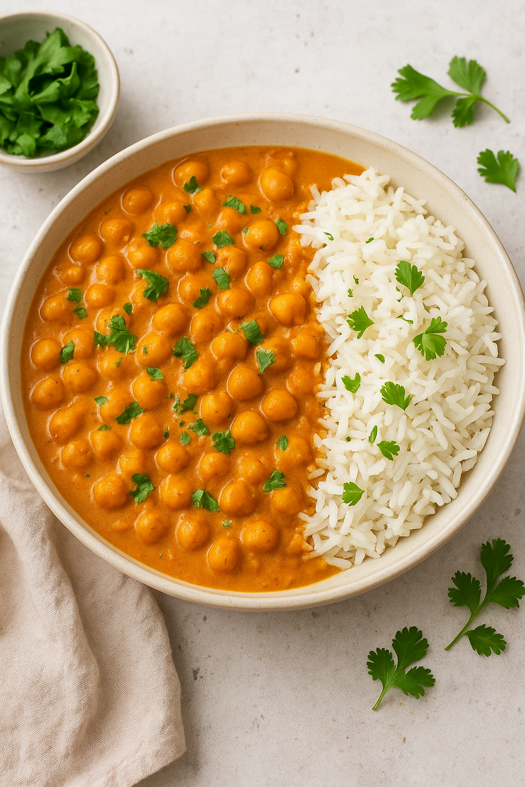 Curry crémeux de pois chiches au lait végétal