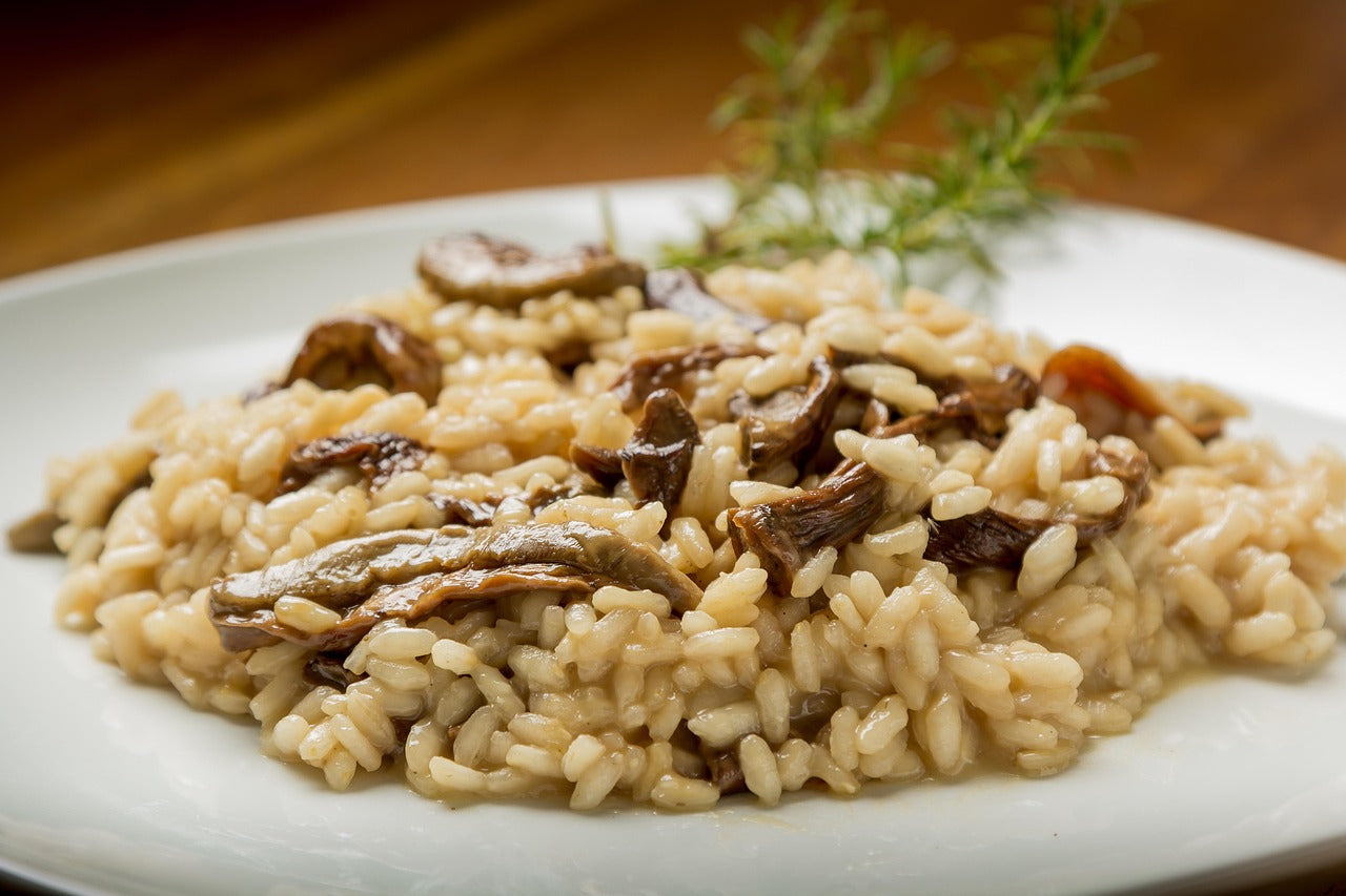 Risotto crémeux aux champignons et au lait d'amande